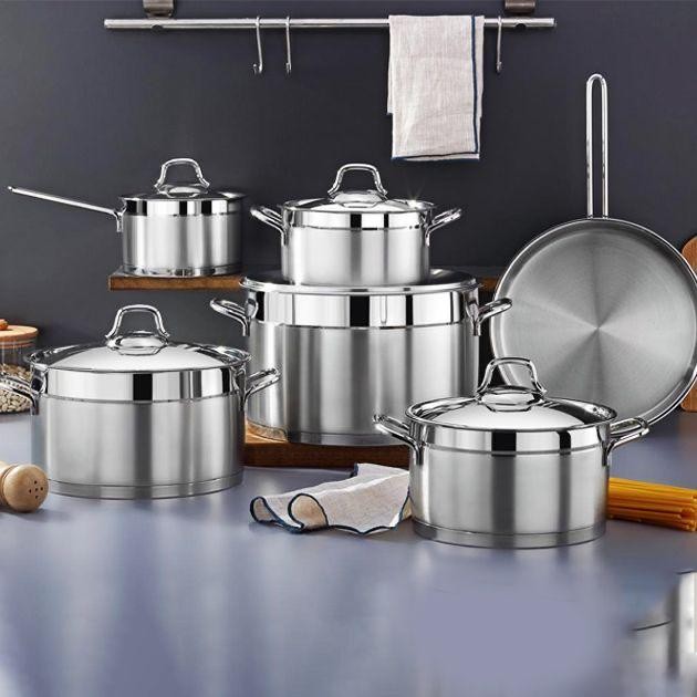 Vivaldi stainless steel cookware set 11 pcs selver hand