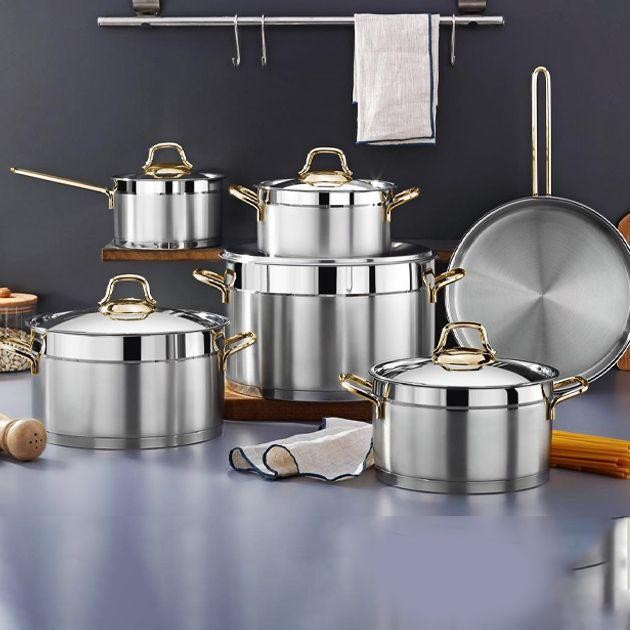 Vivaldi stainless steel cookware set 11 pcs golden hand
