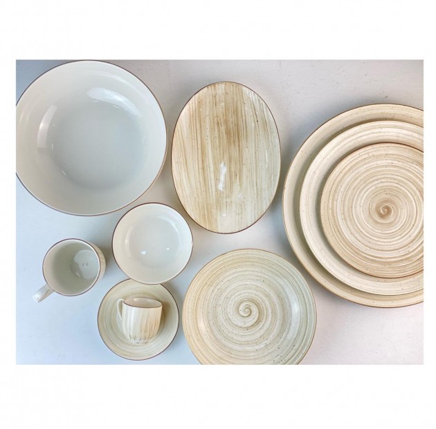 Dinner set 46 Pieces light brown Hand made