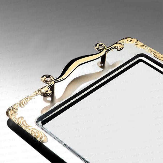 Nehir tray set lezar gold+sand plast 2 pieces