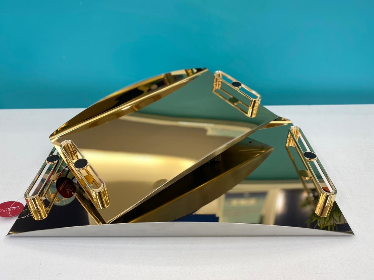 Gold Enzo tray set of 2 pieces