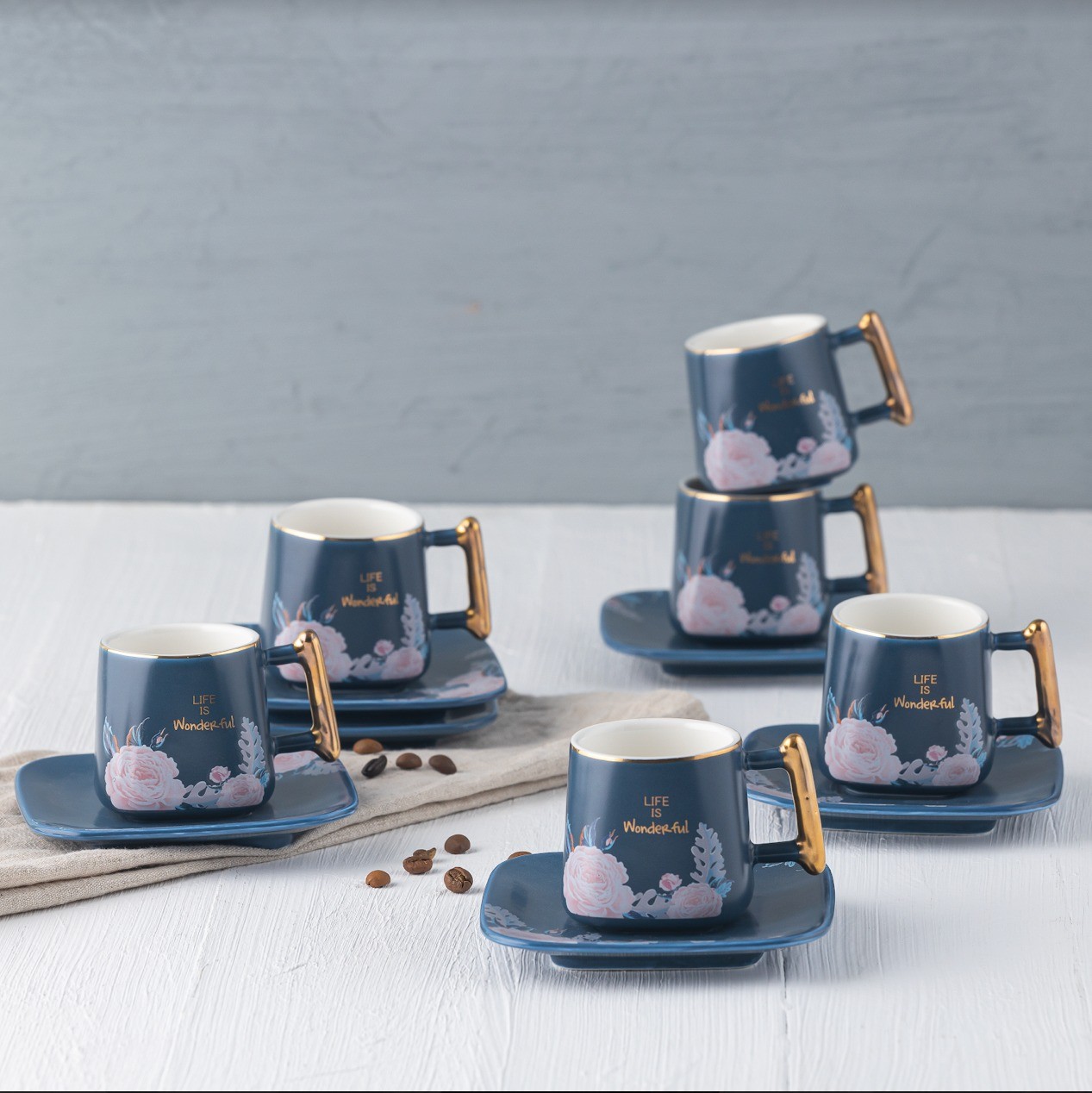 Hadwaz Porcelain Coffee set 12 Pieces Black or blue