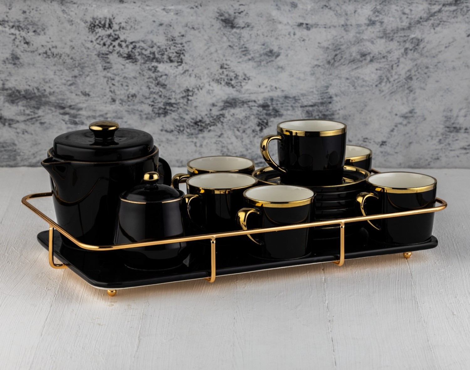 Kalesy Tea Set 17 Pieces with tray black